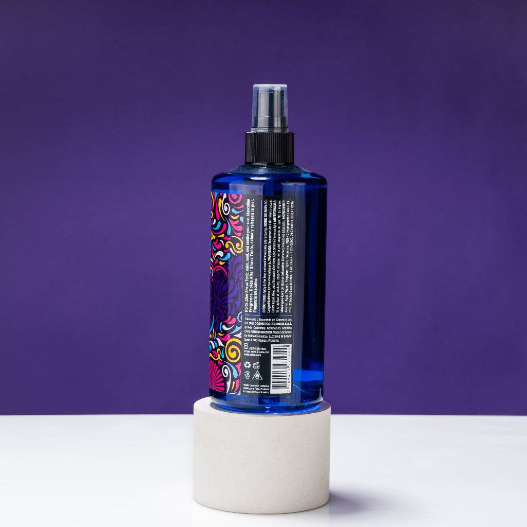 Calma irritación, fragancia masculina. Loción para después del afeitado.
