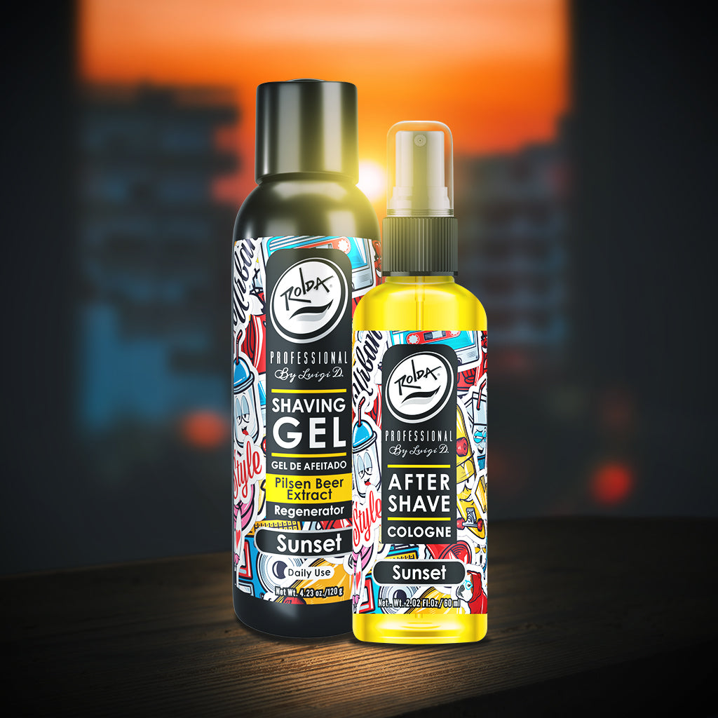 Rolda - Sunset Care Kit – Para Hombres
Gel de Afeitar con Levadura de Cerveza y Loción Post Afeitado. Hidratación, frescura y cuidado profesional exclusivo para barberos y estilistas.